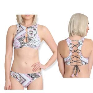 Nanette Lepore Hannah High Neck Marrakesh Megerie‎ Bikini Set Swim Set Size 10